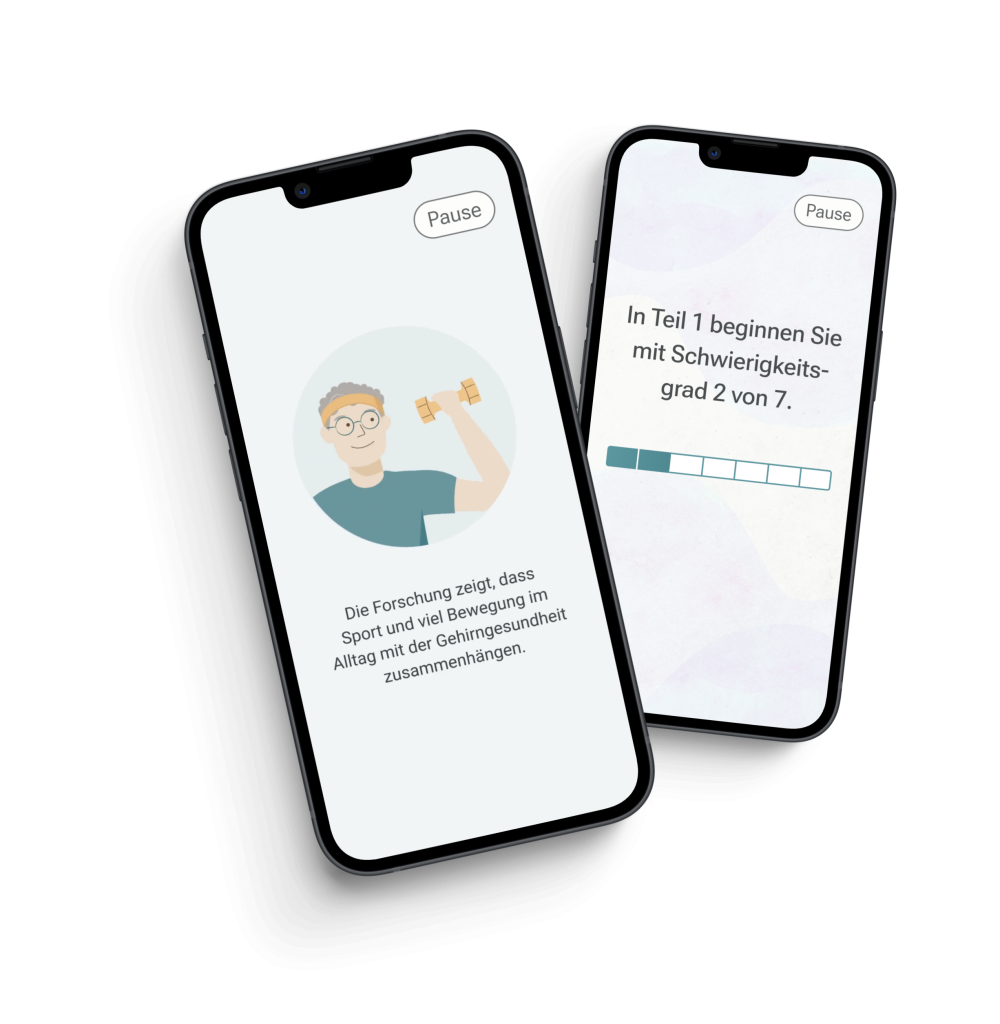 Cogthera App Trainings-Screens auf iPhone