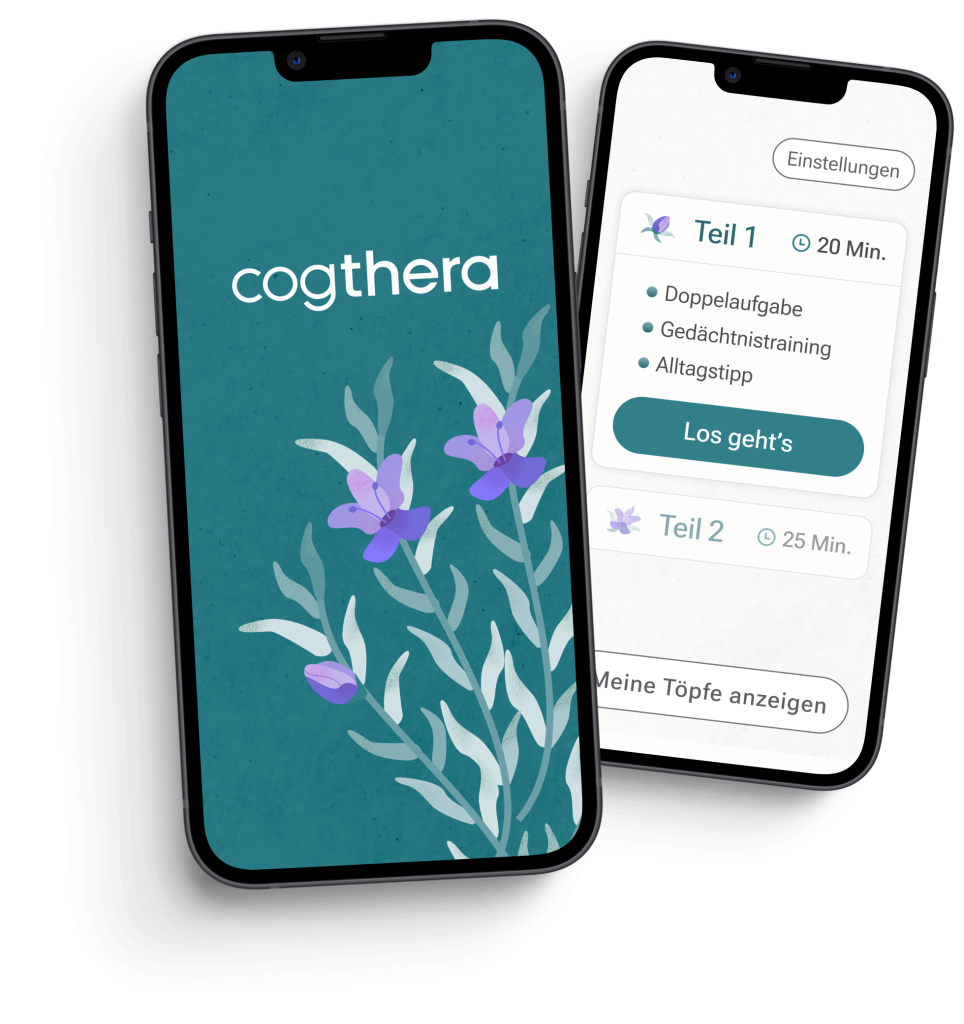 Cogthera App Home- und Training-Screen